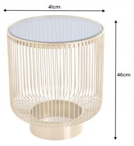 Art deco designový konferenční stolek Esme se zlatou konstrukcí a kulatou černou deskou ze skla 40cm