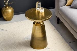 Art deco kulatý příruční stolek Nalia zlaté barvy s konstrukcí z kovu 40cm