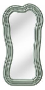 Asymetrické designové art deco zrcadlo Swan s polyuretanovým rámem v pastelové zelené barvě s kaskádovým efektem 100cm