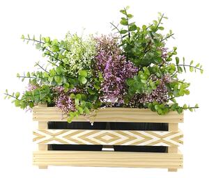 AMADEA Dřevěný obal na dva květináče s motivem kosočtverců, 32x17x15cm, dřevěný květináč