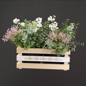 AMADEA Dřevěný obal na dva květináče s motivem krajky, 32x17x15cm, dřevěný květináč