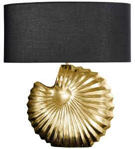 Designová stolní lampa Alexa v art deco stylu se zlatou podstavou a černým kulatým stínítkem 63cm
