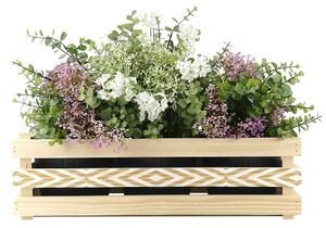 AMADEA Dřevěný obal na tři květináče s motivem kosočtverců, 47x17x15cm, dřevěný květináč