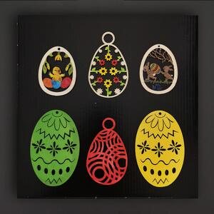AMADEA Sada dřevěných velikonočních ozdob - barevná vajíčka