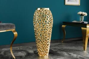 Art deco designová váza Hoja ve zlatém provedení s kovovou konstrukcí 90cm