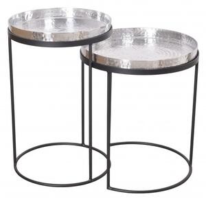 Art-deco set kulatých příručních stolků Elements stříbrná 53cm