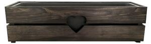 AMADEA Dřevěný obal na truhlík se srdcem - tmavý, 62x21,5x17cm Český výrobek