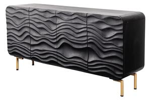 Art-deco komoda Lagoon černá s vlnovitým vzorem 160cm
