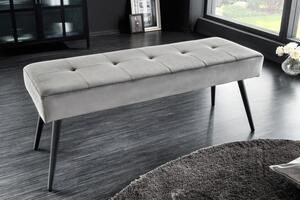 Stylová šedá lavice Soreli v moderním sametovém provedení 100cm