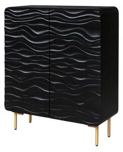 Art-deco černá komoda Lagoon ze dřeva mango s vlnovitým vzorem 160cm