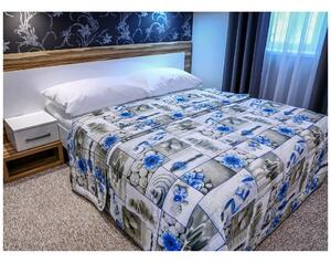 Přehoz na postel 160x240 cm ZEN modrý Made in Italy