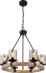 Globo Lighting Lila závěsné svítidlo 6x60 W černá-kouřová-dřevo 15555-6H