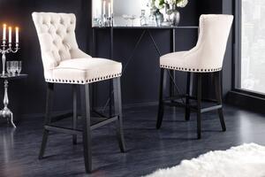 Elegantní barová židle Modern Barock se světlým béžovým potahem a designovým prošíváním 74cm