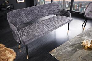 Designová čalouněná art deco lavice Fribourg s asymetrickými nožičkami šedá 162 cm
