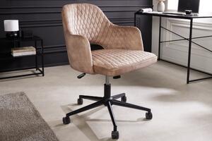 Moderní designová kancelářská židle Pedro otočná na kolečkách se sametovým čalouněním s prošíváním světle béžová 82 cm
