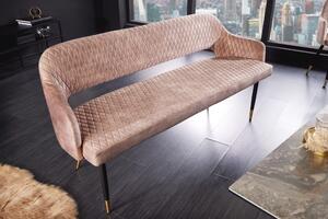Designová čalouněná art deco lavice Fribourg s asymetrickými nožičkami světle béžová 162 cm