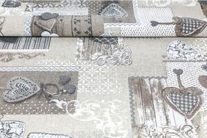 Běhoun na stůl patchwork šedohnedé srdíčka 50x150 cm Made in Italy