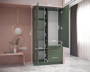 Šatní skříň Abi Berlin Barva korpusu: Zelená, Rozměry: 201 cm, Dveře: Bez zrcadla