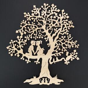 AMADEA Dřevěný strom s dětmi, přírodní závěsná dekorace, výška 18 cm