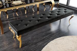 Luxusní jídelní lavice Modern Barock s černým sametovým čalouněním a zlatými nožičkami z kovu 172cm