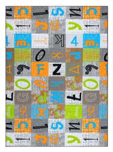 Koberec JUMPY Patchwork šedý/pomaranč/nebeský