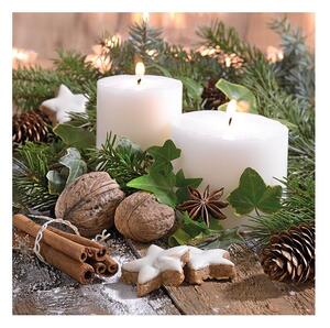 Vánoční ubrousky Bílé svíce 3500044