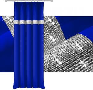 Závěs na řasící pásce se zirkóny 140x250 cm azurově modrý