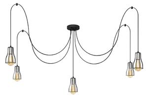 Lustr na lanku TUBE 5xE27/15W/230V pavouk černá/chrom