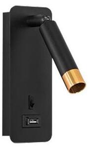 Nástěnné bodové svítidlo s USB nabíječkou 1xG9/35W/230V černá/zlatá