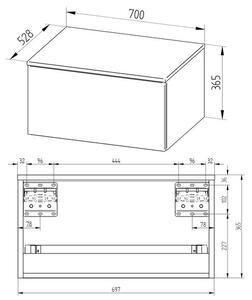 EBS Dana Samostatná skříňka pod desku 70 x 36,5 cm, antracitově šedá