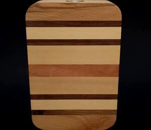 AMADEA Dřevěná váza obdélníková s vodorovnými pruhy, masivní dřevo čtyř druhů dřevin, výška 18 cm