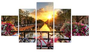 Obraz - Východ slunce v Amsterdamu (125x70 cm)