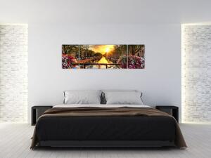 Obraz - Východ slunce v Amsterdamu (170x50 cm)