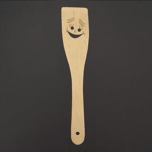 AMADEA Dřevěná obracečka s veselým obličejem, masivní dřevo, 28 cm