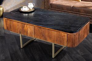 Designový art deco konferenční stolek z mangového dřeva z kolekce Gatsby s mramorovým designem 110 cm