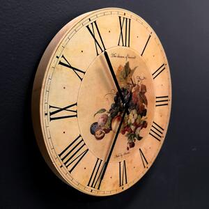 AMADEA Dřevěné hodiny nástěnné kulaté s ovocem, masivní dřevo, průměr 25 cm