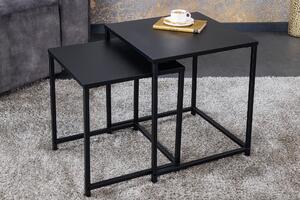 Industriální set dvou černých čtvercových konferenčních stolků Industria Durante 46 cm