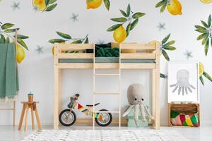 Dětská patrová postel Latte 4 (Dřevěná poschoďová palanda pro sourozence, moderního skandinávského stylu.)