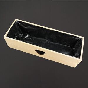 AMADEA Dřevěný truhlík se srdíčkem přírodní, uvnitř s černou fólií, 62x21,5x17cm, český výrobek