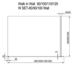 Ravak Walk In Transparent černá Wall-120 GW9WG0300Z1