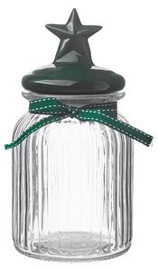 Skleněná vánoční dóza s víčkem, zelená, 900 ml, Altom