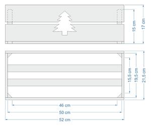 AMADEA Dřevěný vánoční truhlík se stromečkem přírodní, uvnitř s černou fólií, 52x21,5x17cm, český výrobek