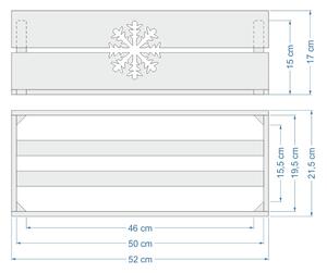 AMADEA Dřevěný vánoční truhlík s vločkou bílý, uvnitř s černou fólií, 52x21,5x17cm, český výrobek