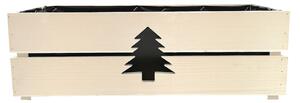 AMADEA Dřevěný vánoční truhlík se stromečkem bílý, uvnitř s černou fólií, 52x21,5x17cm, český výrobek