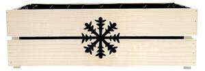 AMADEA Dřevěný vánoční truhlík s vločkou bílý, uvnitř s černou fólií, 52x21,5x17cm, český výrobek