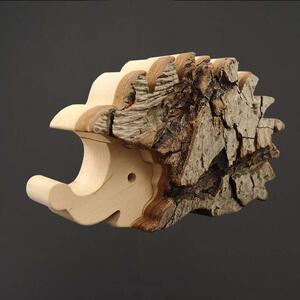 AMADEA Dřevěná dekorace ježek s kůrou, masivní dřevo, 15 cm