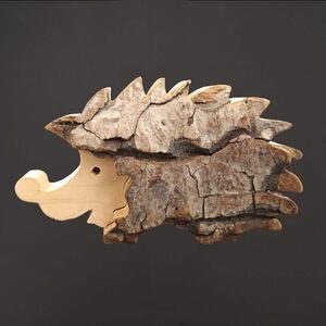 AMADEA Dřevěna dekorace ježek s kůrou, masivní dřevo, 12 cm