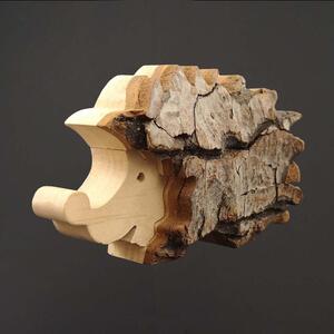 AMADEA Dřevěna dekorace ježek s kůrou, masivní dřevo, 12 cm