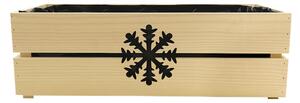 AMADEA Dřevěný vánoční truhlík s vločkou přírodní, uvnitř s černou fólií, 52x21,5x17cm, český výrobek