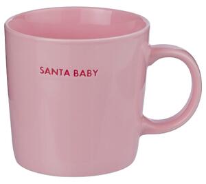 GOOD VIBES Hrnek "Santa Baby" 400 ml - růžová